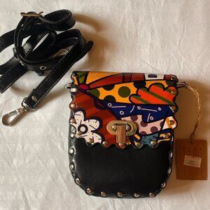 Women's Colorful Shapes Mini Cross Body Bag w/ Adjustable Strap